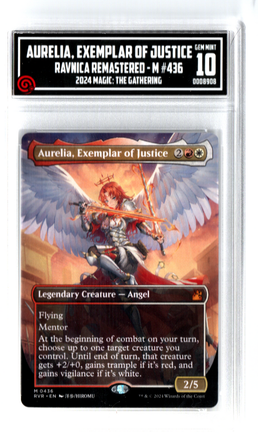 10 Gem Mint MTG Aurelia, Exemplar of Justice Borderless  Ravnica Remastered