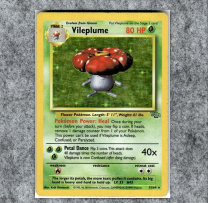 Vileplume 15/64 MP Holo Rare Pokémon TCG Jungle Unlimited WOTC Vintage