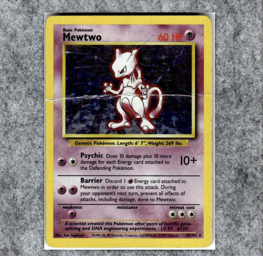 Mewtwo 10 Damaged NF Holo Rare Pokemon Base Set