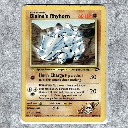 Blaine's Rhyhorn 65 MP NF Common Pokémon TCG Gym Challenge 2000