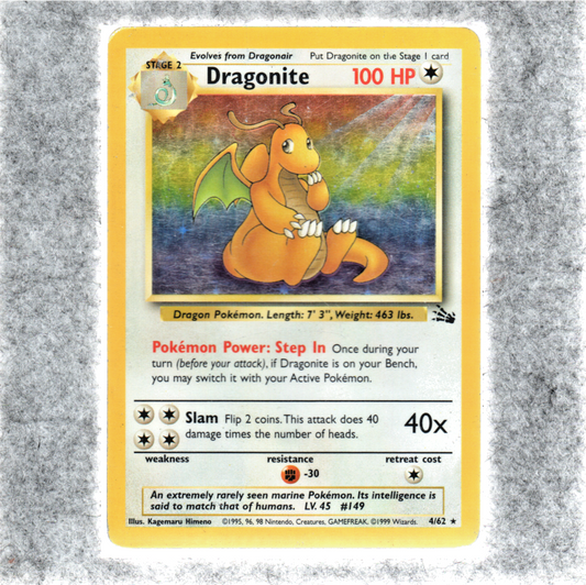 Pokémon TCG Dragonite Fossil 4/62 Holo Unlimited Holo Rare MP