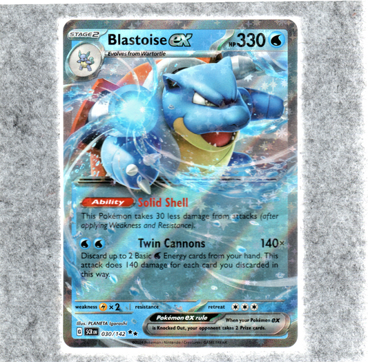 Blastoise EX 030/142 Double Rare Holo Stellar Crown Pokemon TCG Card - Mint!