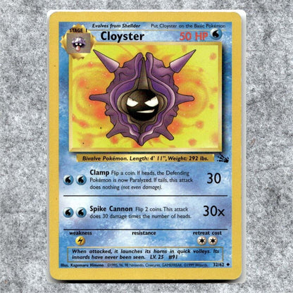 Cloyster 32 MP NF Uncommon Pokémon TCG Fossil Set 1999 Vintage