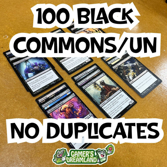 100 BLACK MTG Cards Bulk Lot Common/Uncommon No Duplicates Commander Magic